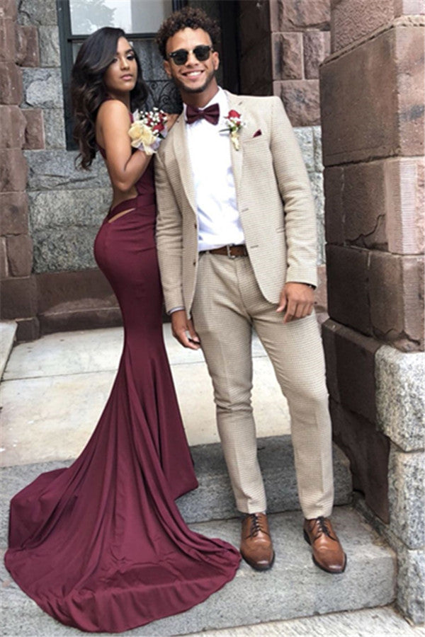 Men's Wedding Suits - Offwhite With Plaid On Sale Now!-Prom Suits-BallBride