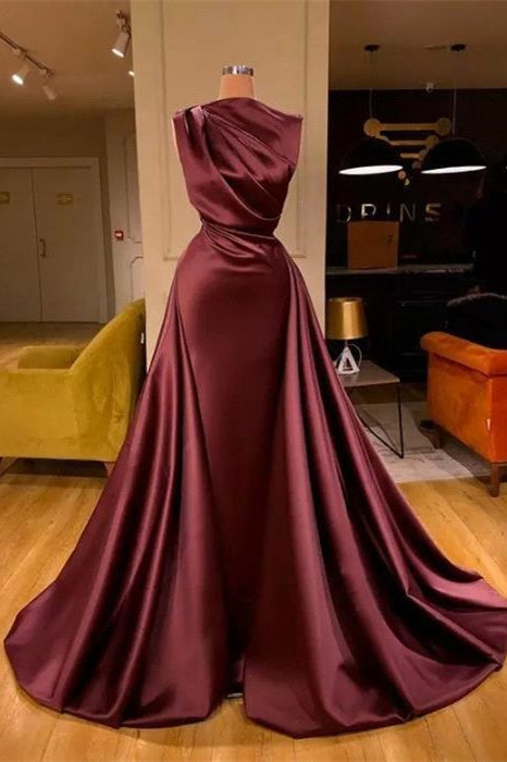 Mermaid Burgundy Long Evening Dress-BallBride