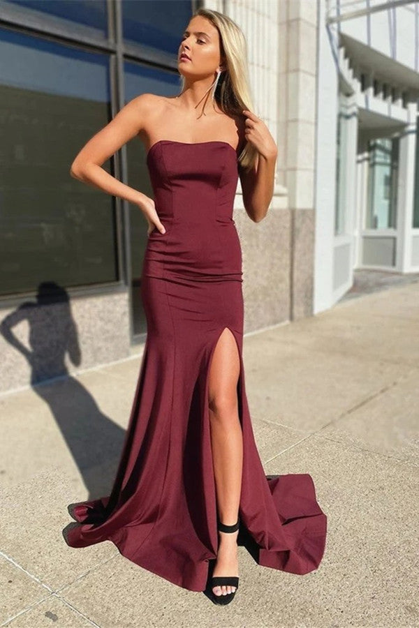 Mermaid Burgundy Sweetheart Prom Dress-BallBride