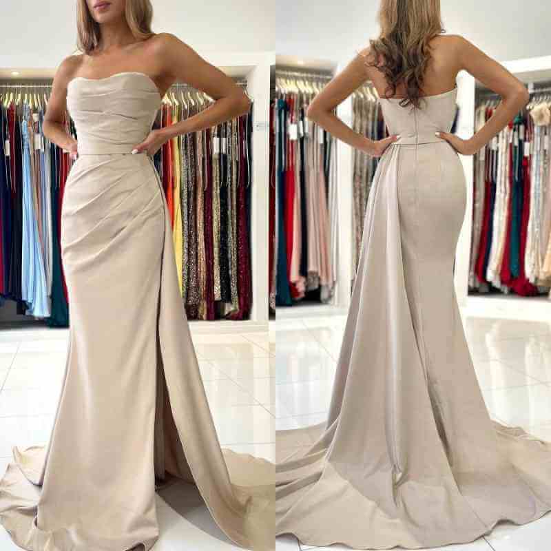 Mermaid Elegant Strapless Evening Dress On Sale with Split-BallBride