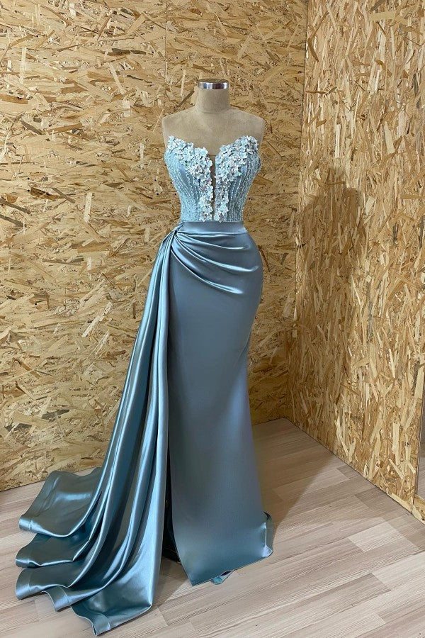 Mermaid Evening Dress With Split & Appliques - Sleeveless-BallBride