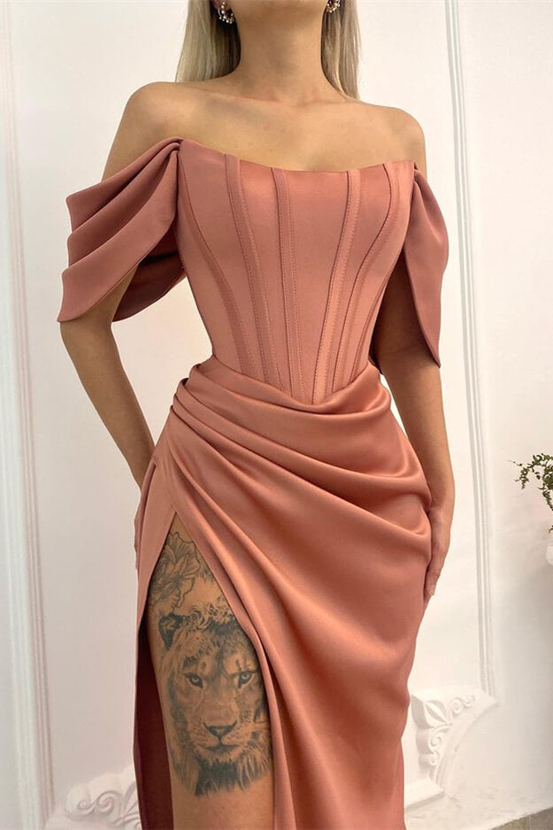 Mermaid Long Prom Dress with Off-the-Shoulder and Split-BallBride