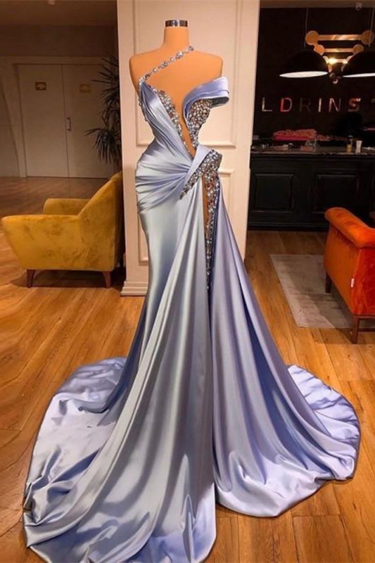 Mermaid Off-the-Shoulder Prom Dress With Long Beadings and Split-BallBride