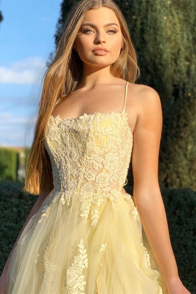 Mermaid Prom Dress With Lace Appliques & Split - PD0925 Daffodil-BallBride