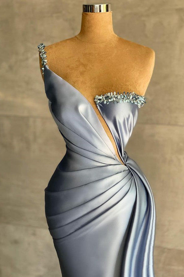 Mermaid Ruffle Prom Dress with Amazing Dusty Blue Beads-Occasion Dress-BallBride