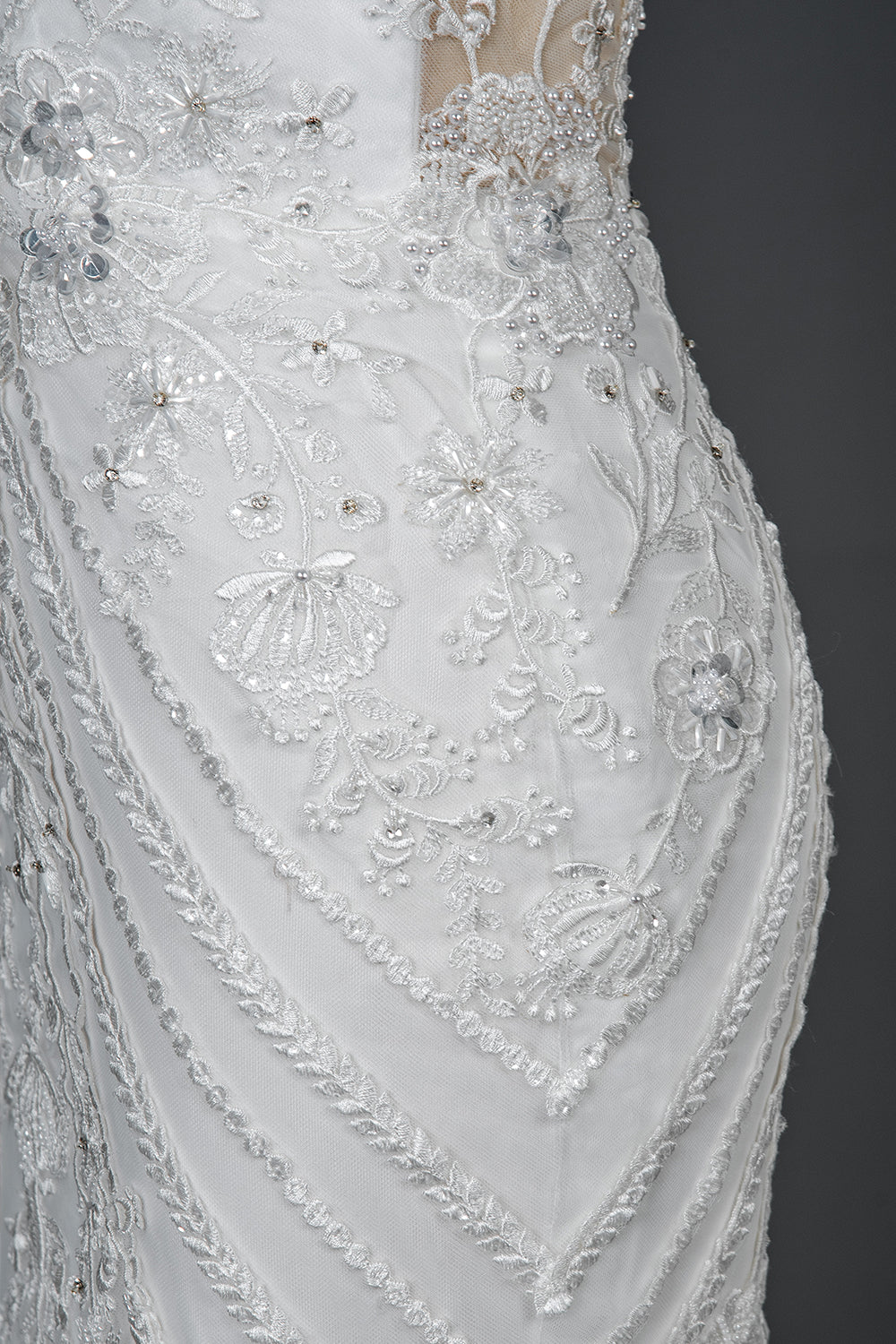 Mermaid Scoop Jewel Wedding Dress with Beadings Appliques-Wedding Dresses-BallBride
