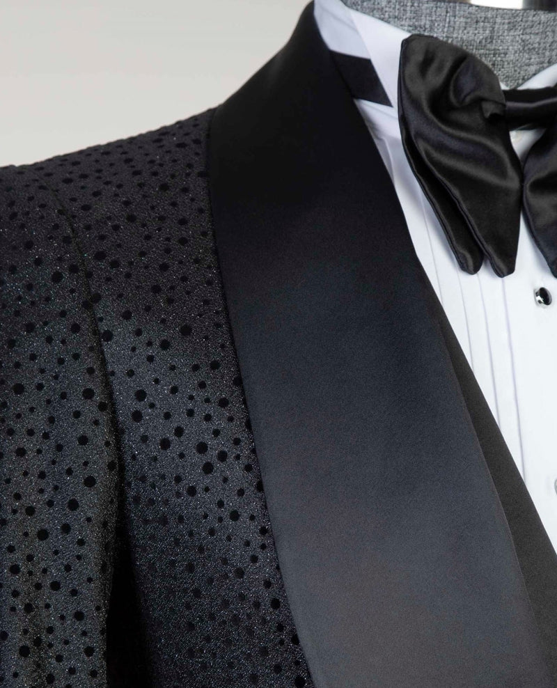 Modern Black Three Pieces Shawl Lapel Men Suits for Wedding by Duane-Wedding Suits-BallBride