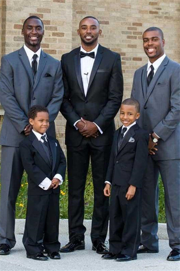 Modern Black Two Piece Silk Notched Lapel Wedding Suit For Men-Wedding Suits-BallBride