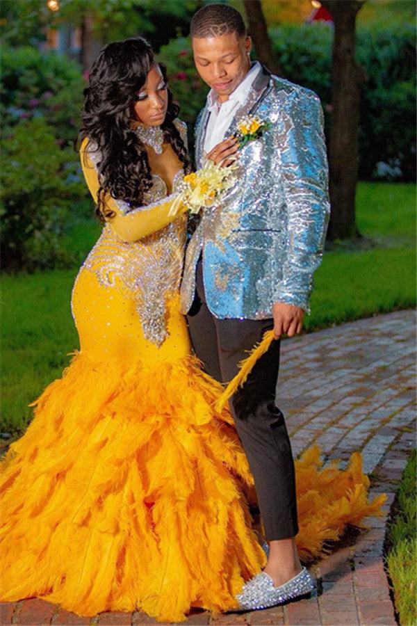 Modern Glitter Silver Hot Selling Homecoming Prom Suit For Boys With Sequins-Prom Suits-BallBride