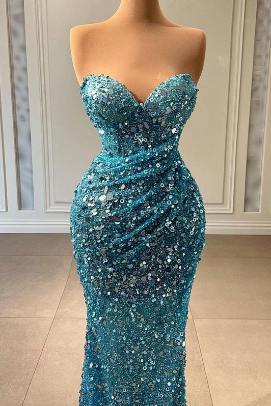 Modern Sweetheart Mermaid Evening Gowns with Sequins-Occasion Dress-BallBride