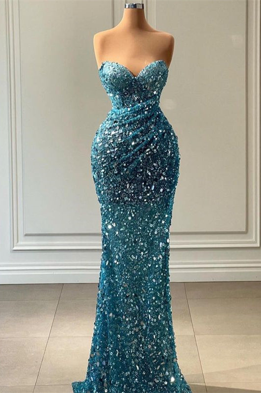 Modern Sweetheart Mermaid Evening Gowns with Sequins-Occasion Dress-BallBride