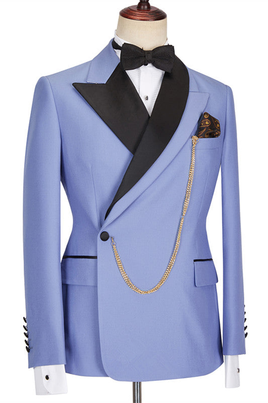 Morden Blue Best Fited Business Suit with Peaked Lapel for Guys-Prom Suits-BallBride