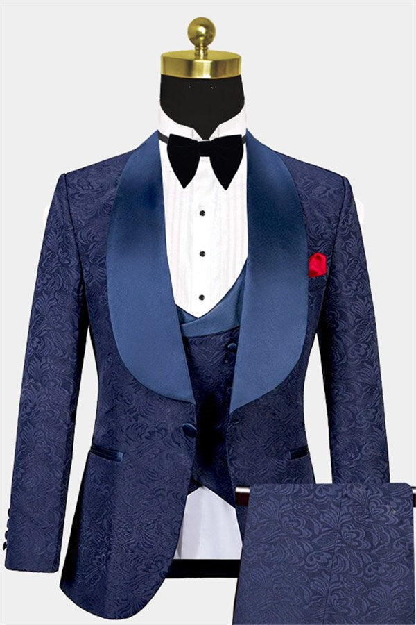 Navy Blue Groomsmen Suits - Three Pieces Tux On Sale-Prom Suits-BallBride