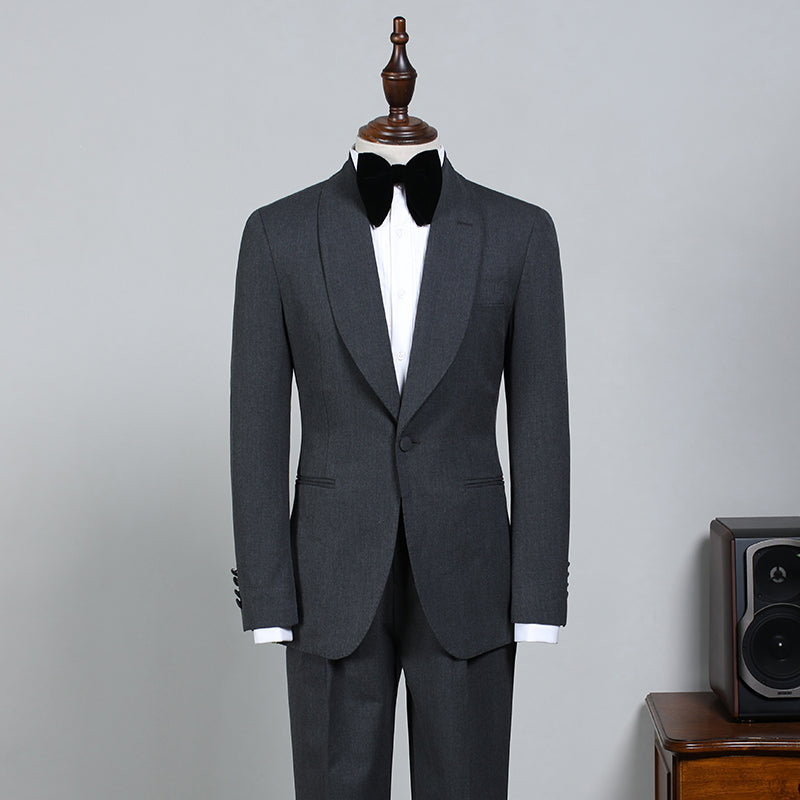 Nelson All-Black One-Button Easy Fit Wedding Suit for Bridegrooms-Wedding Suits-BallBride