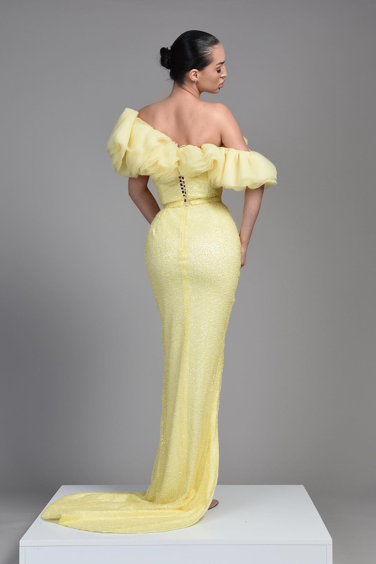 New Arrival Daffodil Sequins Prom Dress Mermaid Split Off-the-Shoulder-Occasion Dress-BallBride