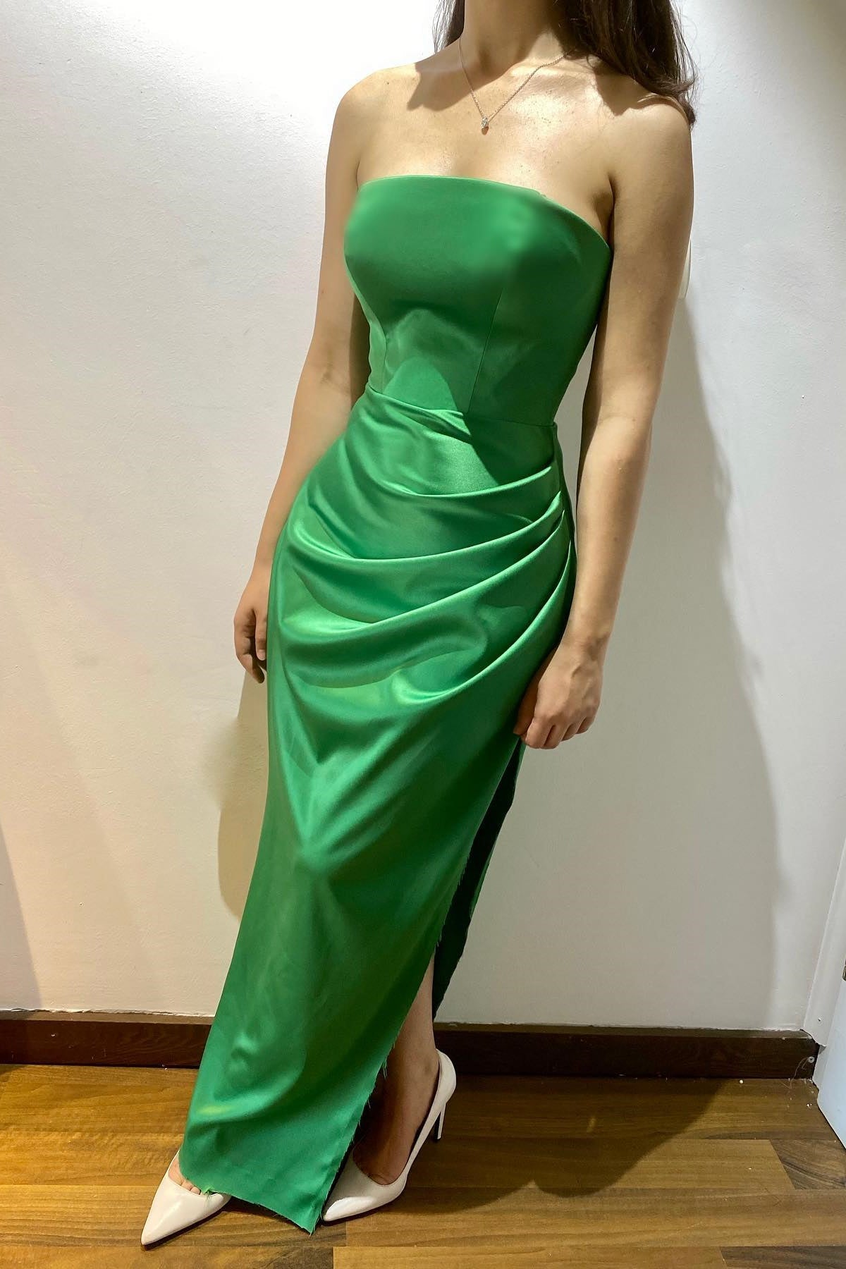 New Arrival Emerald Strapless Sleeveless Mermaid Prom Dress With Pleats & Split-Occasion Dress-BallBride