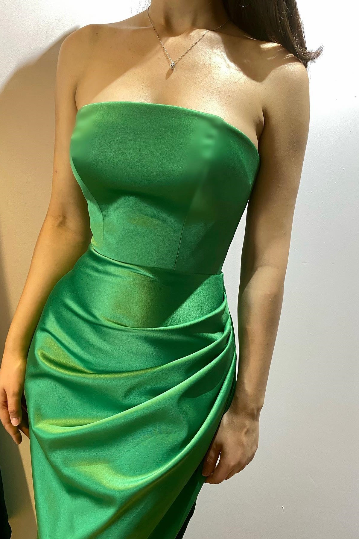 New Arrival Emerald Strapless Sleeveless Mermaid Prom Dress With Pleats & Split-Occasion Dress-BallBride