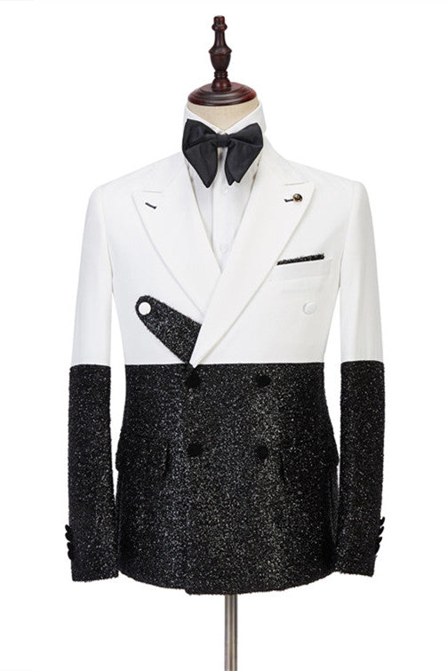 New Arrival Men's Suit - White & Sparkle Double Breasted Fashion Style Easy Fit-Wedding Suits-BallBride