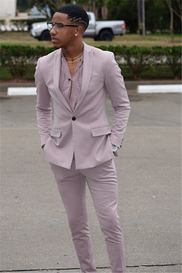 New Arrive Pink Bespoke Men's Wearhouse Wedding Suits with One Button-Prom Suits-BallBride