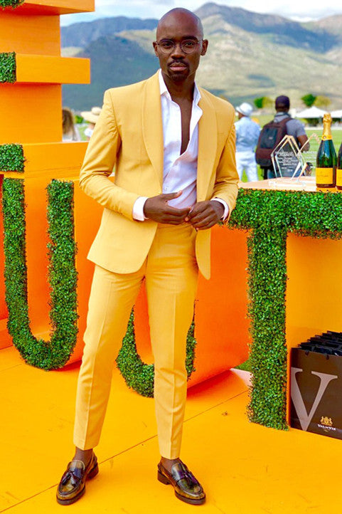 New Arrive Yellow Prom Attire for Guys with Shawl Lapel-Prom Suits-BallBride