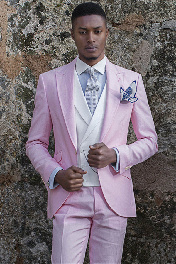 New Pink Suit For Men - Notch Lapel Groom Tuxedo for Weddings-Prom Suits-BallBride