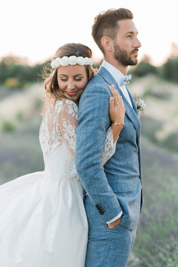 Ocean Blue Linen Groom Suits for Summer Beach Weddings-Wedding Suits-BallBride