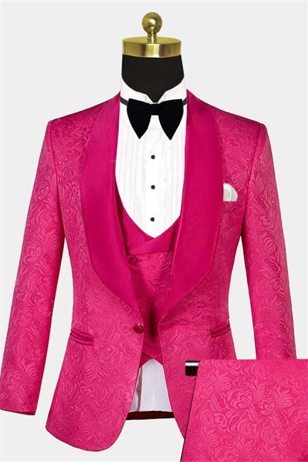 One Button Pink Wedding Suits for Groom-Prom Suits-BallBride