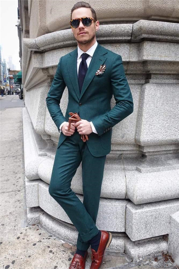 Online Green Tuxedos - Shining 2 Pieces Business Suits For Men's Fashion-Prom Suits-BallBride