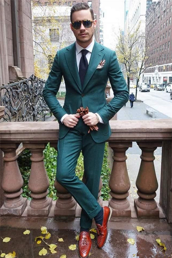 Online Green Tuxedos - Shining 2 Pieces Business Suits For Men's Fashion-Prom Suits-BallBride