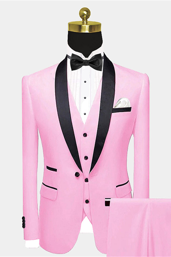 Pink Lapel Shawl for Men's Wedding Prom Party-Wedding Suits-BallBride