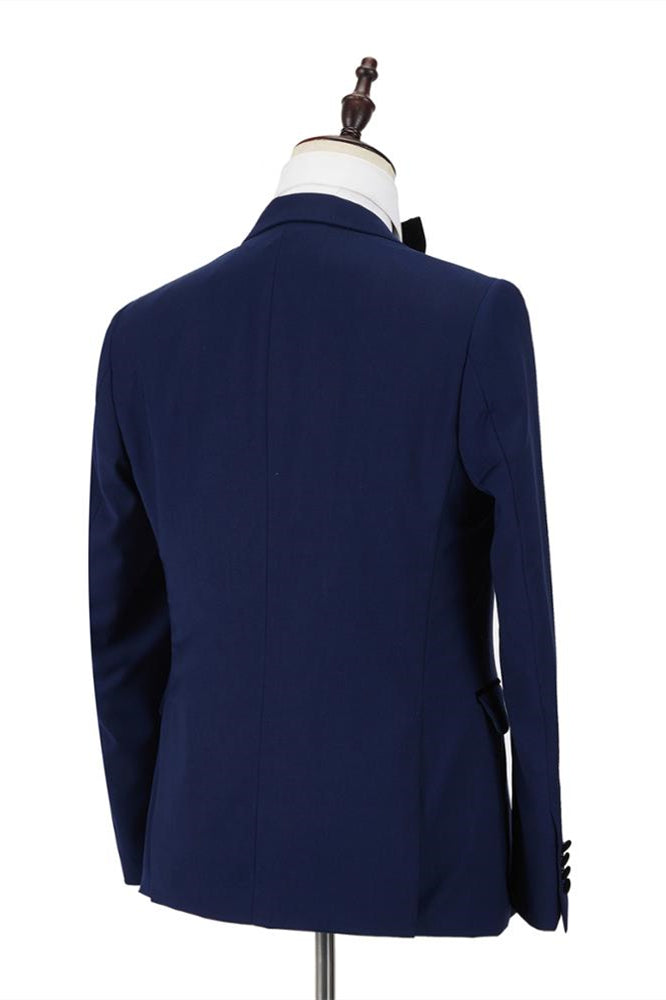 Popular Dark Blue Prince Suit with Velvet Peak Lapel for Wedding-Prom Suits-BallBride