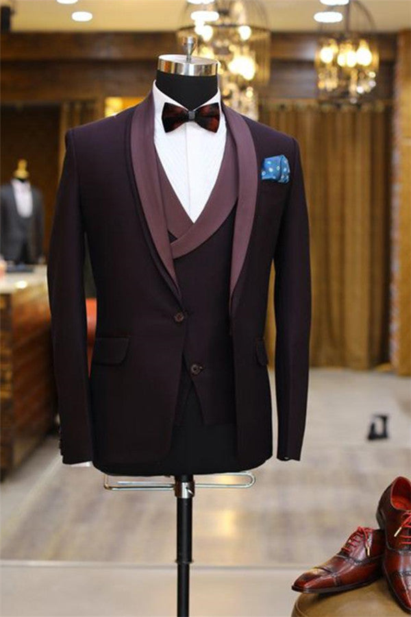 Purple Morning Suit Tuxedo with Shawl Lapel for Weddings-Prom Suits-BallBride