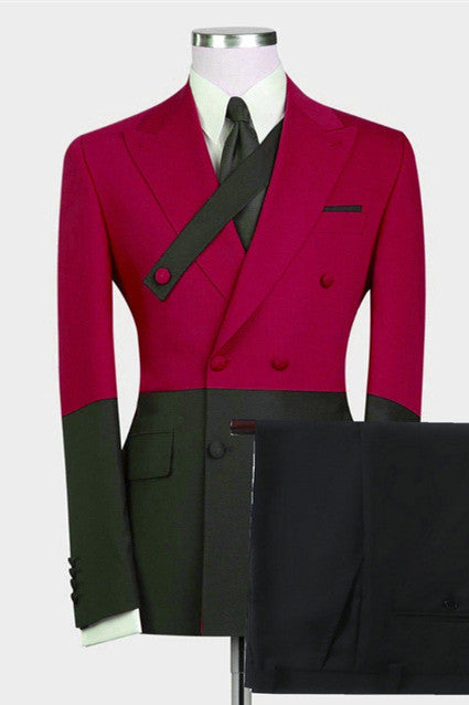 Red Bested Fitted Men's Wearhouse Wedding Suits for the Fashion-Forward Man-Prom Suits-BallBride