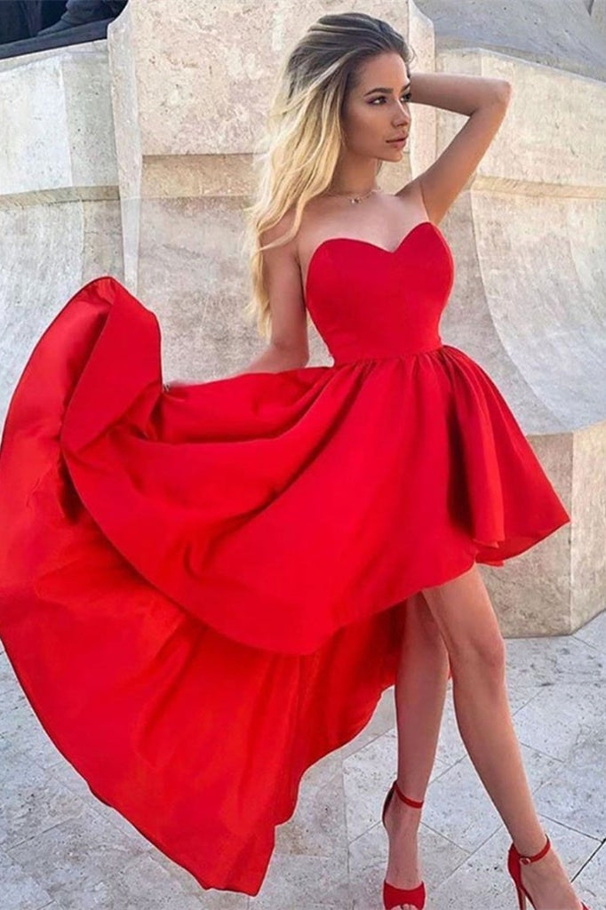 Red Sweetheart Hi-Lo Short Prom Dress-BallBride