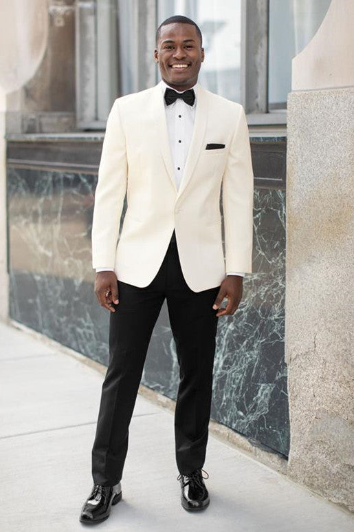 Rodney Simple & Handsome White Shawl Lapel Wedding Suit for Men-Wedding Suits-BallBride