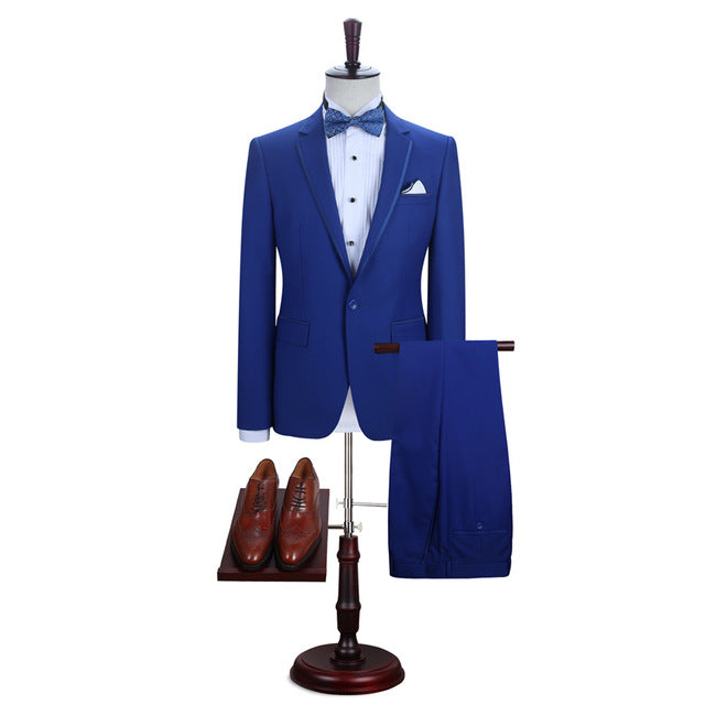 Royal Blue Abraham One Button Prom Suits - Slim Fit & Notched Lapel-Prom Suits-BallBride