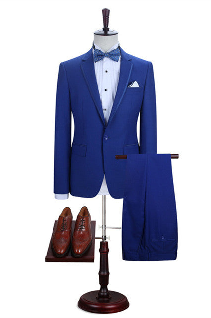 Royal Blue Abraham One Button Prom Suits - Slim Fit & Notched Lapel-Prom Suits-BallBride