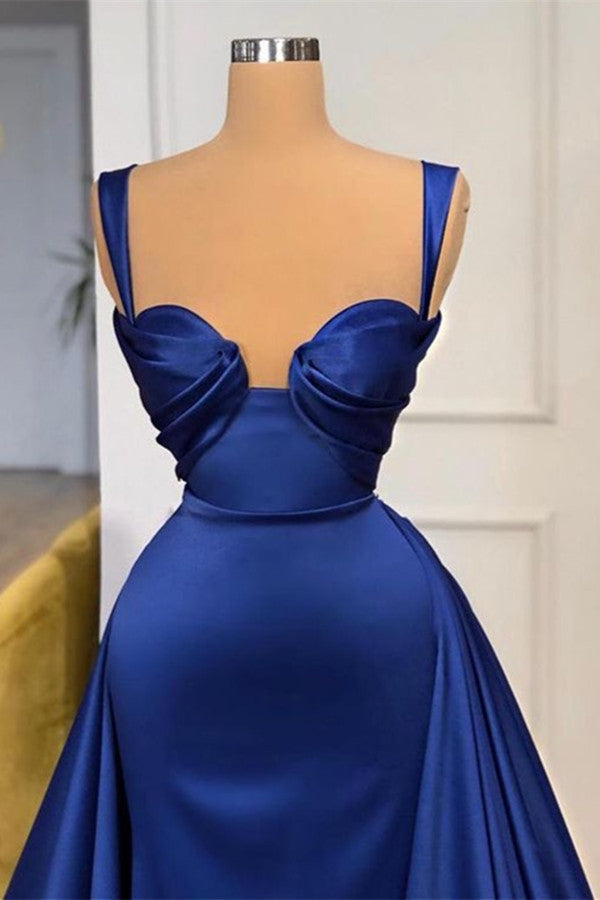 Royal Blue Long Prom Dress with Overskirt Straps-BallBride