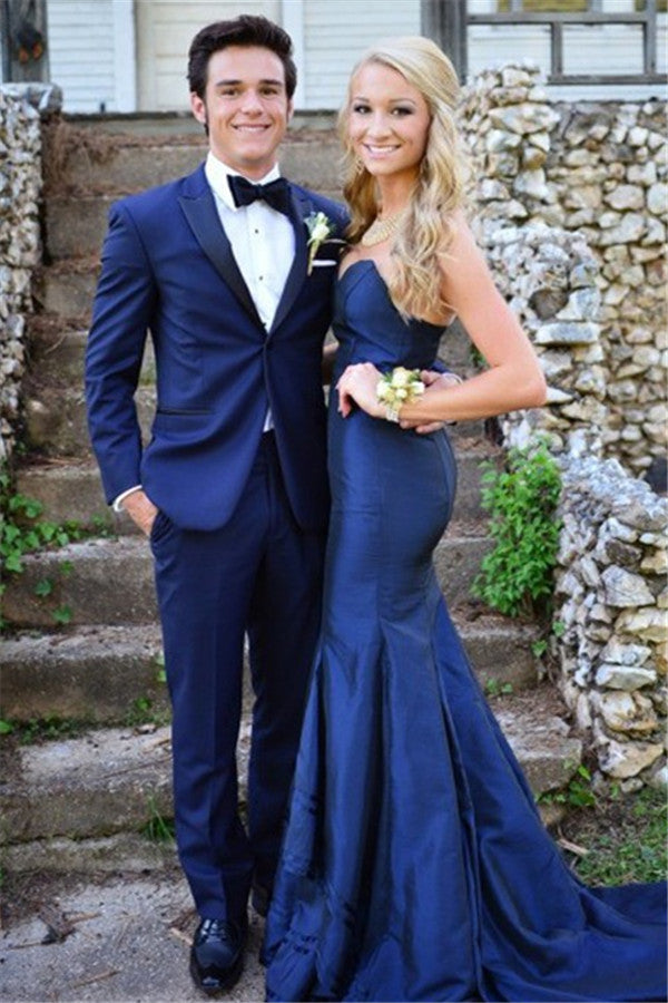 Royal Blue One Button Homecoming Suit with Peaked Lapel-Prom Suits-BallBride