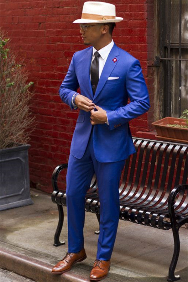 Royal Blue Reception Prom Suit For Man with Notched Lapel-Prom Suits-BallBride