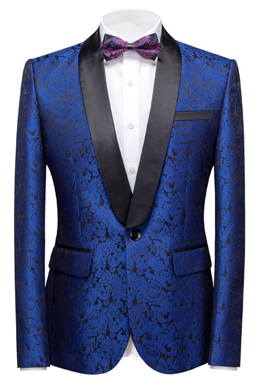 Royal Blue Slim Fit Tuxedo With Shawl Lapel for Weddings-Wedding Suits-BallBride