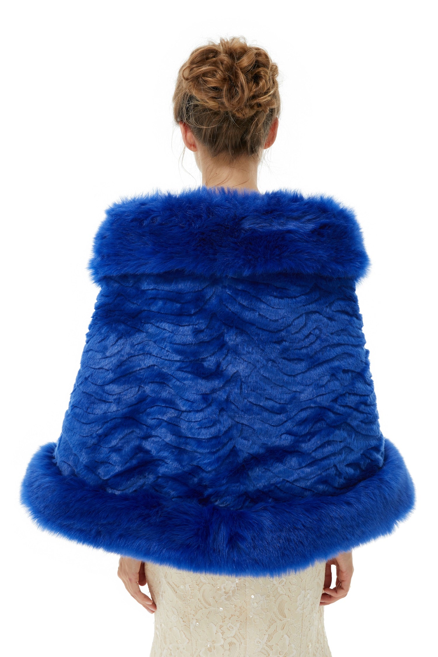 Royal Blue Wedding Wrap - Faux Fur Winter Edition-Faux Fur Wraps-BallBride