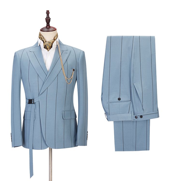 Sale on Men's Wearhouse Striped Peaked Lapel Wedding Suits-Prom Suits-BallBride