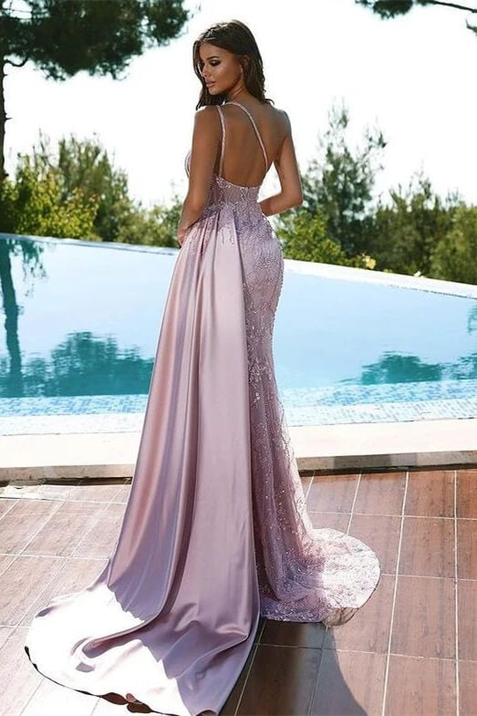 Shining Pink One-Shoulder Mermaid Prom Dress with Beads and Split-BallBride