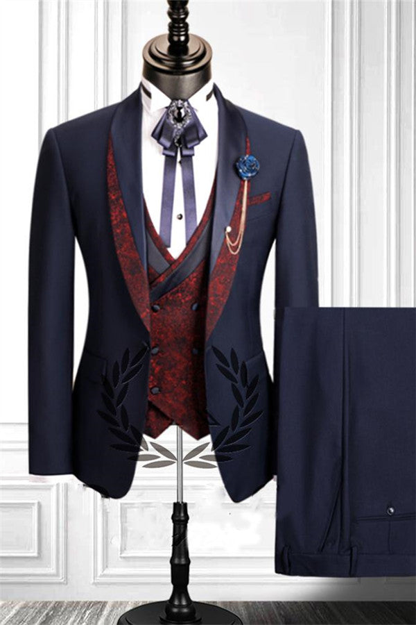 Shop Navy Blue Men's Formal Short Fit Groom Suit Ideas Online-Business & Formal Suits-BallBride