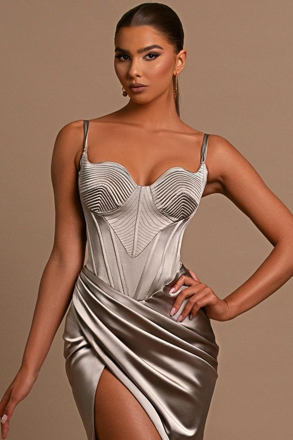 Sleeveless Sweetheart Evening Dress - Sliver Designed-Evening Dresses-BallBride