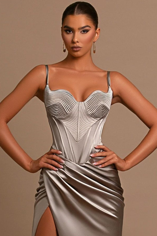 Sleeveless Sweetheart Evening Dress - Sliver Designed-Evening Dresses-BallBride