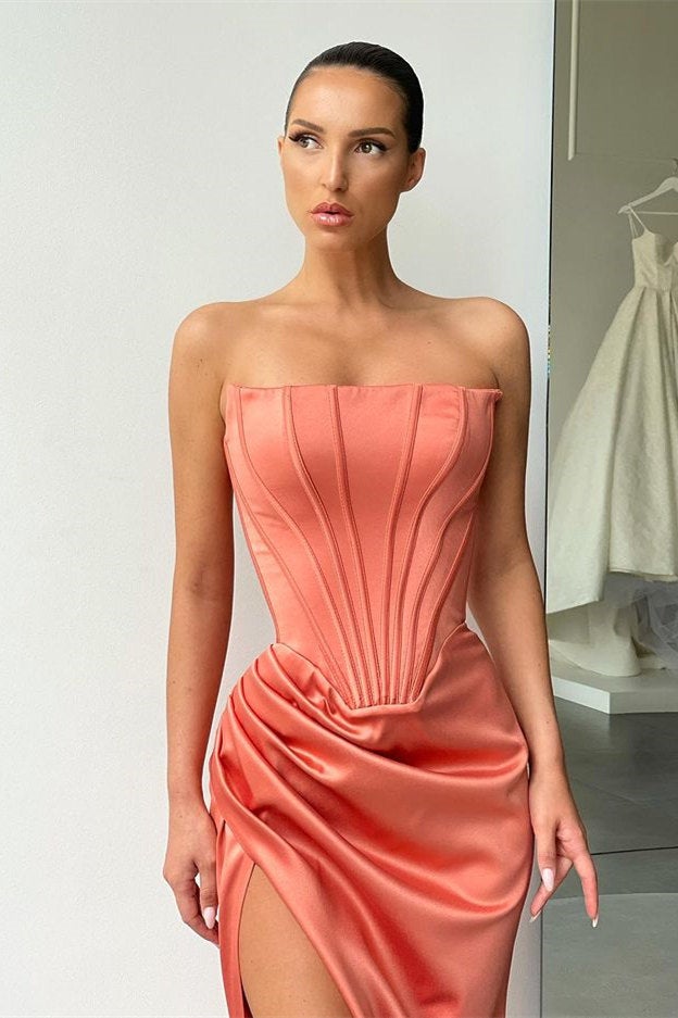 Strapless Split Long Evening Dress for Prom Party-BallBride