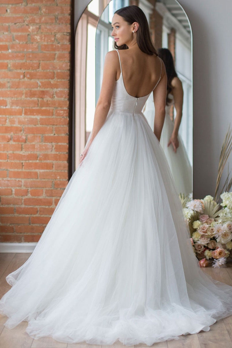 Stunning Long Wedding Dress with Spaghetti-Straps by Tule-Wedding Dresses-BallBride
