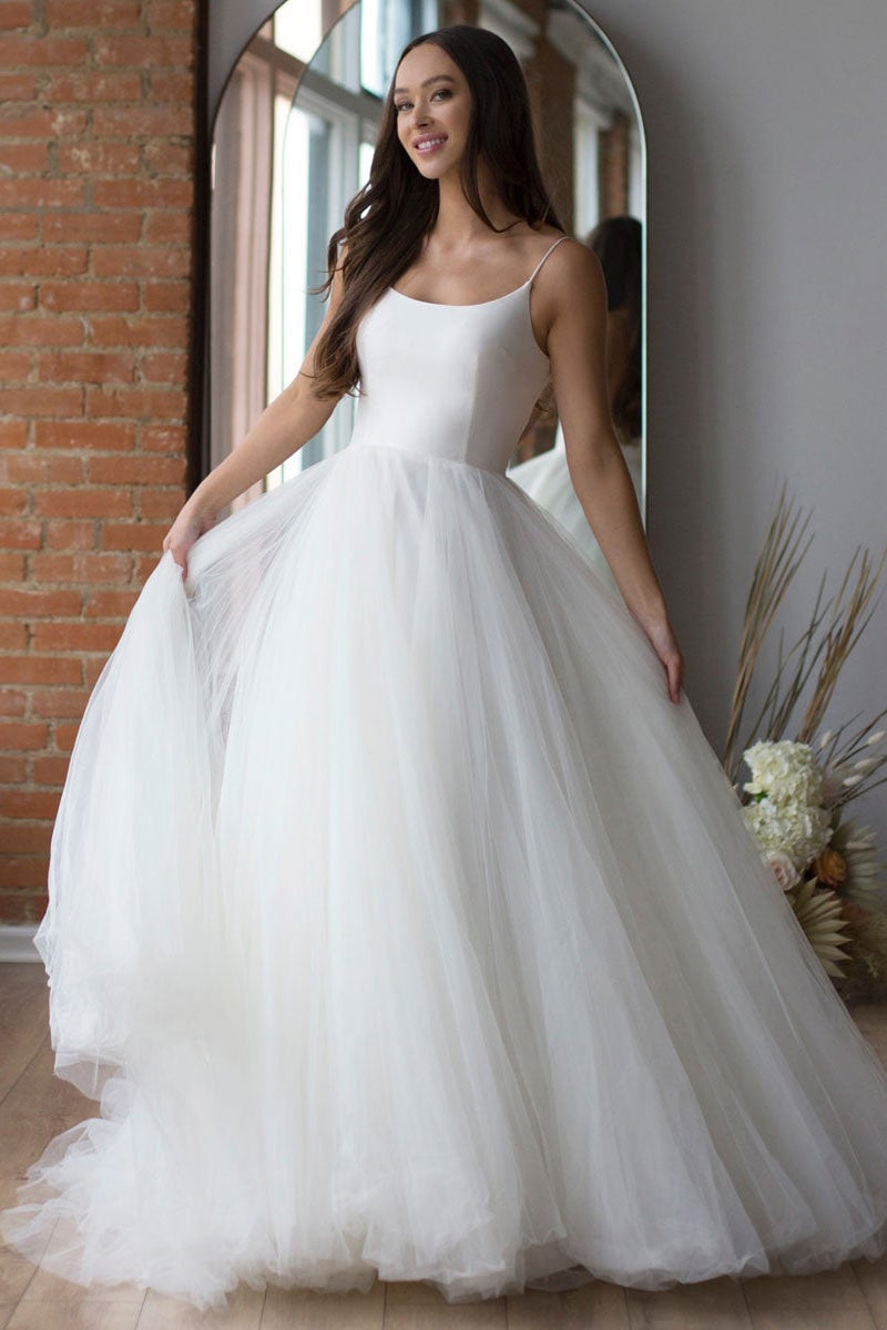 Stunning Long Wedding Dress with Spaghetti-Straps by Tule-Wedding Dresses-BallBride